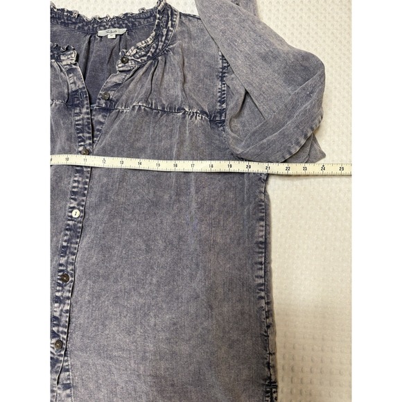 Rails Camille Top in Sapphire Acid Wash SZ MED Tencel Peasant Cottagecore Ruffle - Picture 7 of 10